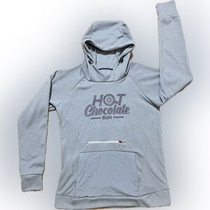 Gray Hot Chocolate Run Women's Hoodie Blue Teal Small PreLoved